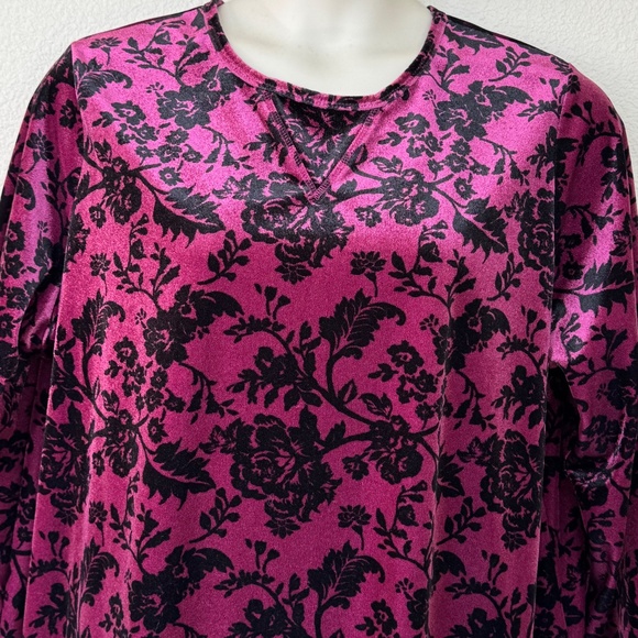 Woman Within Burgundy Velour Pullover Long Sleeves Top Plus Sz. 1X Pre-Owned - Picture 2 of 10